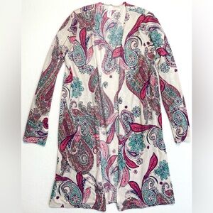 Sew In Love Women’s Open Front Cardigan Western Floral Paisley Print Size Medium
